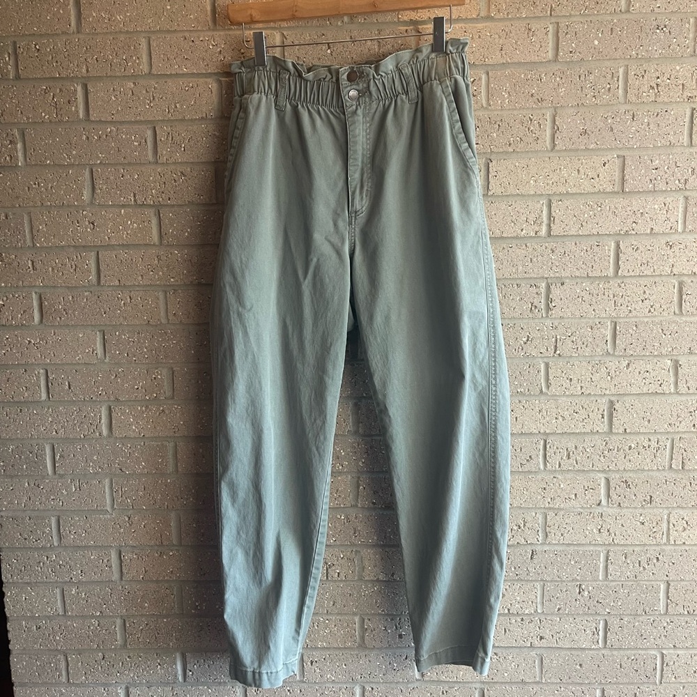 Universal Thread High-Waist Paperbag Chinos in Sage Green
